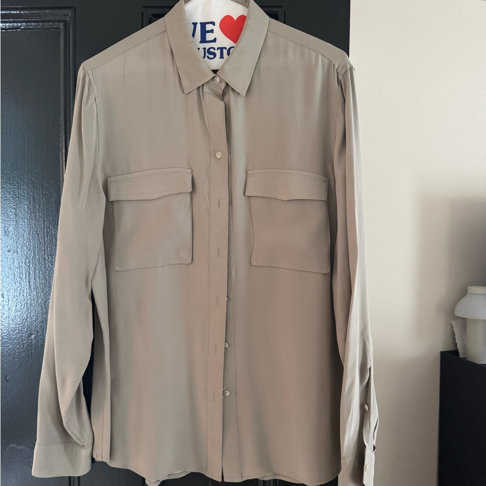 ATM Anthony Thomas Melillo Light Taupe Silk Blouse